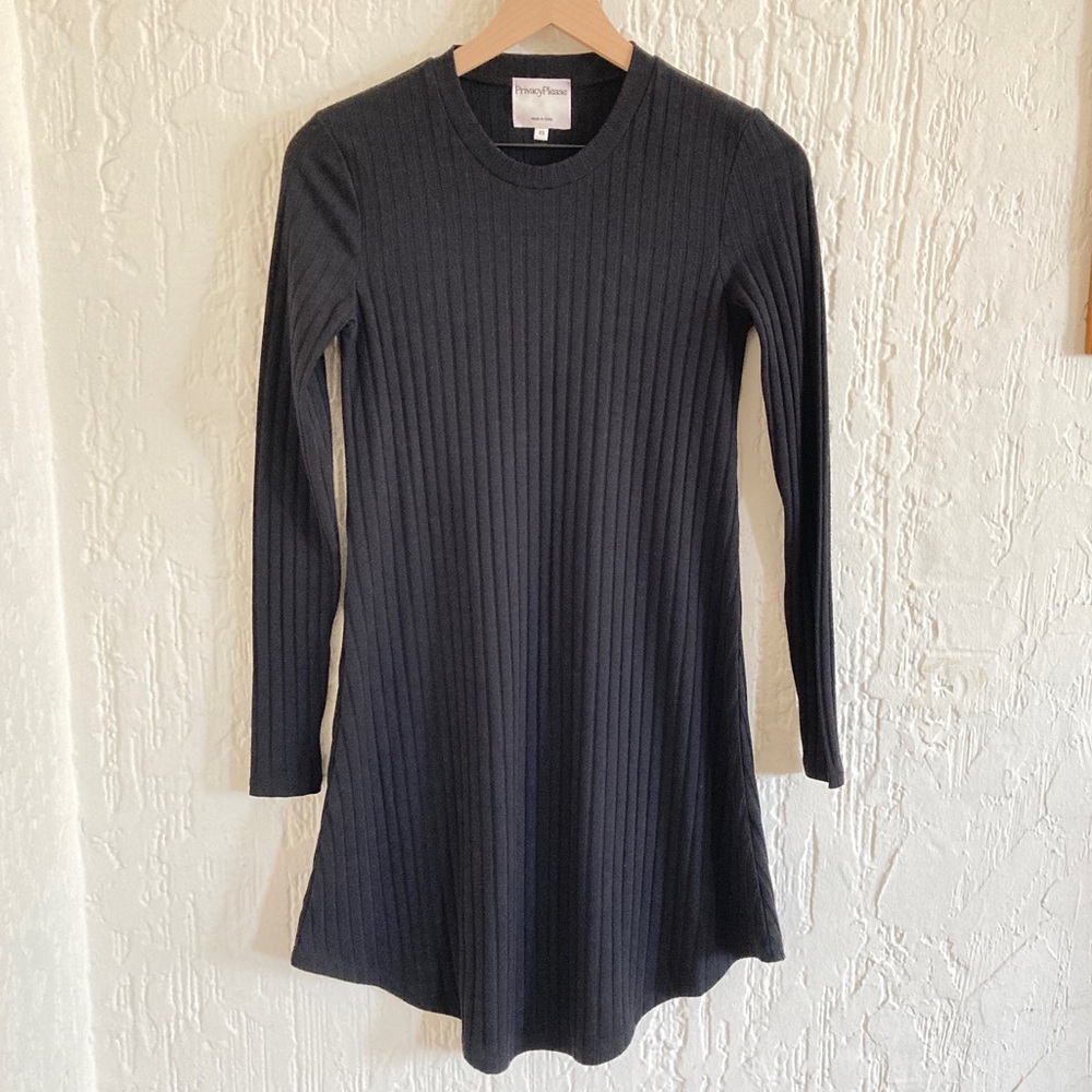 Revolve Privacy Please Black Ribbed Long Sleeve Dress Size XS